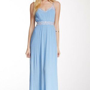 Pink Owl Size Small Blue With Pink Tribal Print Trim Halter Maxi Dress